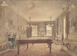 Wnętrze sali bilardowej w Lupton House, Devonshire, proj. George..., 1838. autorstwa Reid Turner