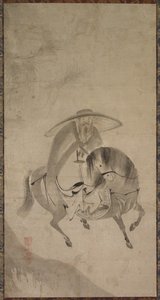 Su Dongpo Jazda na osiołku, koniec XVI do początku XVII wieku. autorstwa Reietsu