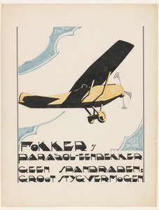 Jednopłatowiec firmy Fokker z parasolem. Brak drutów napinających: duża moc styga (oryginalny tytuł na obiekcie) autorstwa Reijer Stolk (signed by artist)