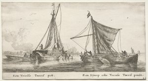 Statki Amsterdamu: Fryzyjska barka torfowa. Dÿnop, w pobliżu stawu torfowego Veensche. autorstwa Reinier Nooms