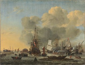 Uszczelnianie statków w Bothuisje na Het IJ w Amsterdamie autorstwa Reinier Nooms