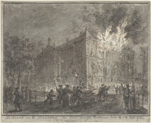 Pożar w ratuszu w Amsterdamie, 1762 autorstwa Reinier Vinkeles (I)
