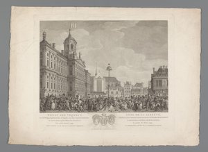 Święto Wolności na placu Dam w Amsterdamie, 4 marca 1795 r. Święto Wolności obchodzone z okazji inauguracji Drzewa Wolności w Amsterdamie, na Placu Rewolucji, 4 marca 1795 r. Pierwszy Rok Wolności Batawów / Fête de la L