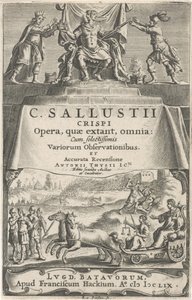Cesarz i Sprawiedliwość na triumfalnym rydwanie Strona tytułowa dla: A. Thysius jr., Opera, quae extant, omnia, 1659