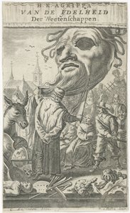 Kreskówka o sztuce Strona tytułowa dla: J. Oudaen, Agryppa, Z próżności nauk, 1661