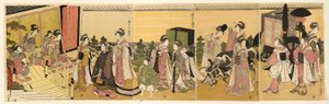 Parodia księcia Genji i jego procesji autorstwa Chōkyōsai Eiri