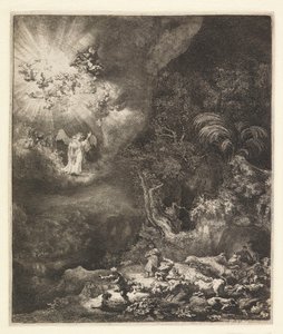 Zwiastowanie pasterzom, 1634 autorstwa Rembrandt van Rijn