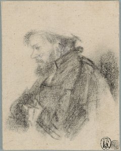 Brodaty mężczyzna, połowa długości, z profilu po lewej stronie autorstwa Rembrandt van Rijn