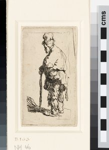 Żebrak oparty na patyku, ok. 1630 (akwaforta) autorstwa Rembrandt van Rijn