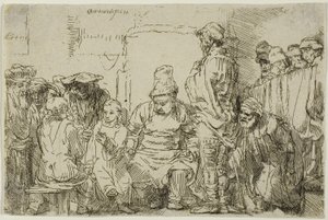 Zasiadający Chrystus dyskutujący z lekarzami autorstwa Rembrandt Harmensz. van Rijn