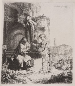 Chrystus i Kobieta z Samarii: wśród ruin autorstwa Rembrandt van Rijn