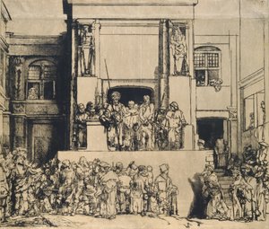 Chrystus przedstawiony ludowi: talerz podłużny autorstwa Rembrandt van Rijn