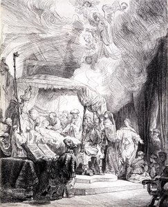 Śmierć Dziewicy (pióro i atrament na papierze) autorstwa Rembrandt Harmensz. van Rijn