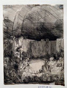 Wystawa ciała Odkupiciela Rysunek Rembrandta Harmenszoon van Rijn (1606-1669) Florencja, Uffizi (Urzędy), Gabinetto Disegni e Stampe autorstwa Rembrandt van Rijn