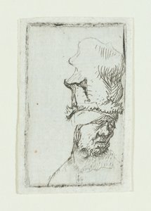 Głowa mężczyzny w wysokiej czapce (akwaforta) autorstwa Rembrandt van Rijn
