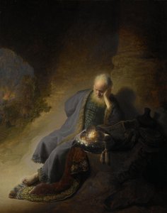 Jeremiasz lamentujący nad zniszczeniem Jerozolimy autorstwa Rembrandt van Rijn