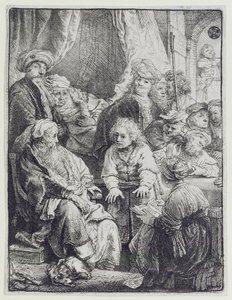 Joseph opowiada swoje sny (akwaforta) autorstwa Rembrandt van Rijn