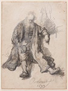 Siedzący staruszek (The Drunken Lot?), ok. 1630-33 (długopis, kreda i tusz na papierze) autorstwa Rembrandt Harmensz. van Rijn
