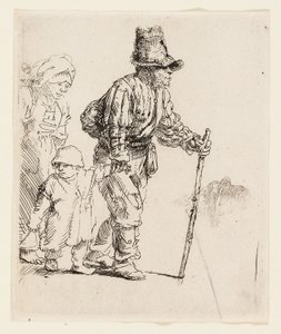 Chłopska rodzina na włóczędze, ok. 1652 r. (akwaforta na kremowym papierze) autorstwa Rembrandt Harmensz. van Rijn