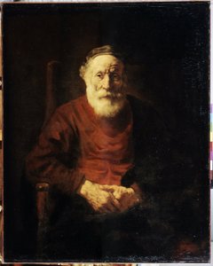 Portret starca w czerwieni. Obraz Harmenszoon van Rijn znany jako Rembrandt (1606-1669)