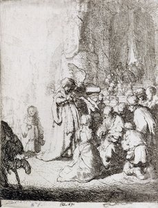 Prezentacja w świątyni (pióro i atrament na papierze) autorstwa Rembrandt van Rijn