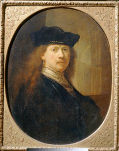 Rembrandt w czapce kucharskiej na tle architektury ... autorstwa Rembrandt Harmensz. van Rijn