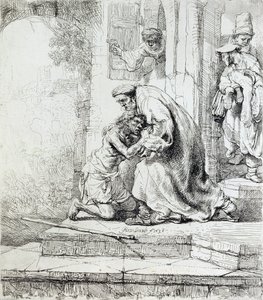 Powrót syna marnotrawnego (pióro i atrament na papierze) autorstwa Rembrandt van Rijn