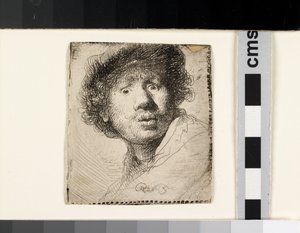 Autoportret w czapce z otwartymi ustami autorstwa Rembrandt van Rijn
