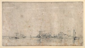 Amstel w Omval, c.1650-53 (pióro i atrament z praniem na papierze) autorstwa Rembrandt Harmensz. van Rijn