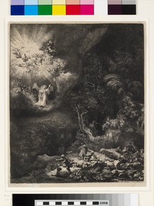 Anioł ukazujący się pasterzom autorstwa Rembrandt van Rijn