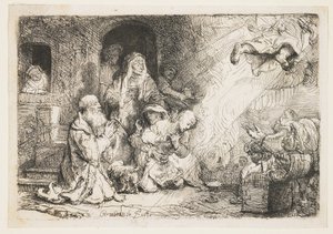 Anioł odchodzący z rodziny Tobiasza autorstwa Rembrandt van Rijn