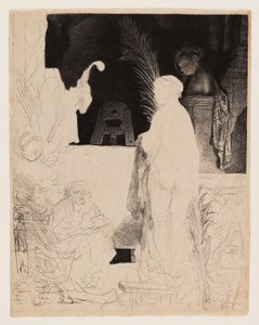 Artysta rysujący z modelu, ok. 1639 r. (akwaforta i sucha igła na polerowanym papierze) autorstwa Rembrandt Harmensz. van Rijn