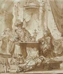 Degradacja Hamana przed Aswerusem i Esterą autorstwa Rembrandt van Rijn