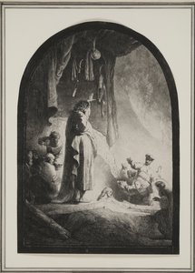 Wskrzeszenie Łazarza: Większa Płyta, ok. 1632 (akwaforta) autorstwa Rembrandt van Rijn