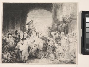 Triumf Mordechaja (akwaforta i sucha igła) autorstwa Rembrandt Harmensz. van Rijn