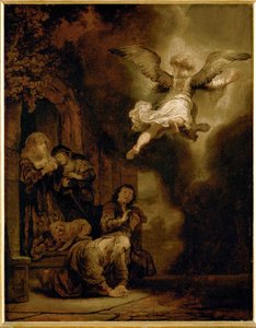 Archanioł Rafał opuszcza rodzinę Tobita ... autorstwa Rembrandt Harmensz. van Rijn
