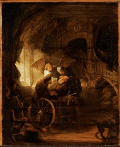 Tobiasz leczy ślepotę ojca (olej na panelu) autorstwa Rembrandt Harmensz. van Rijn