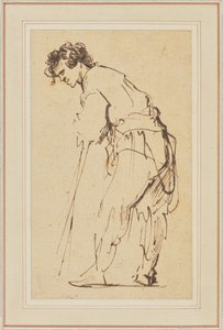 Młody mężczyzna opierający się na kiju autorstwa Rembrandt Harmensz. van Rijn