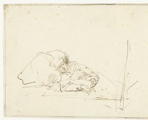 Saskia chora w łóżku autorstwa Rembrandt van Rijn (copy after)