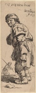 Chłop wołający: „tis vinnich kout” (jest przenikliwe zimno) autorstwa Rembrandt van Rijn
