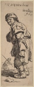 Chłop wołający: „tis vinnich kout” (Jest przenikliwie zimno) autorstwa Rembrandt van Rijn