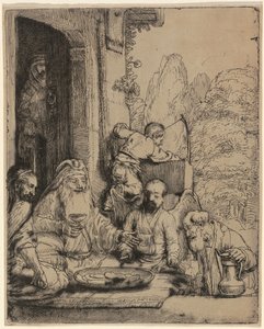 Abraham przyjmujący aniołów autorstwa Rembrandt van Rijn