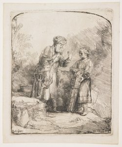 Abraham i Izaak, 1645 autorstwa Rembrandt van Rijn