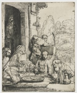 Abraham zabawiający aniołów autorstwa Rembrandt van Rijn