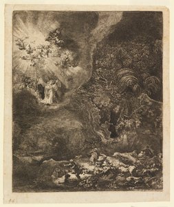 Anioł ukazuje się pasterzom autorstwa Rembrandt van Rijn