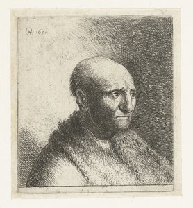 Łysy mężczyzna w futrzanym płaszczu: biust autorstwa Rembrandt van Rijn