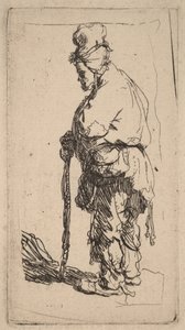 Żebrak opierający się na lasce, zwrócony w lewo autorstwa Rembrandt van Rijn