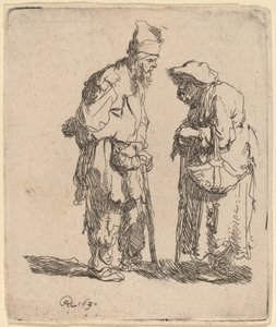 Rozmawiający żebrak i żebraczka autorstwa Rembrandt van Rijn