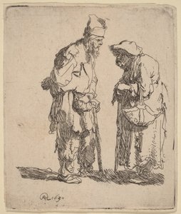 Rozmowa żebraka i żebraczki autorstwa Rembrandt van Rijn