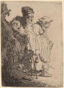 Żebrak, mężczyzna i kobieta za bankiem autorstwa Rembrandt van Rijn